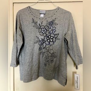 Alfred Dunner PM Grey Floral Shirt